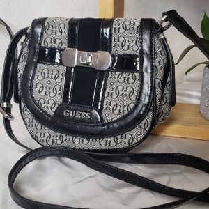 GUESS Monogram Black and Gray Crossbody Bag